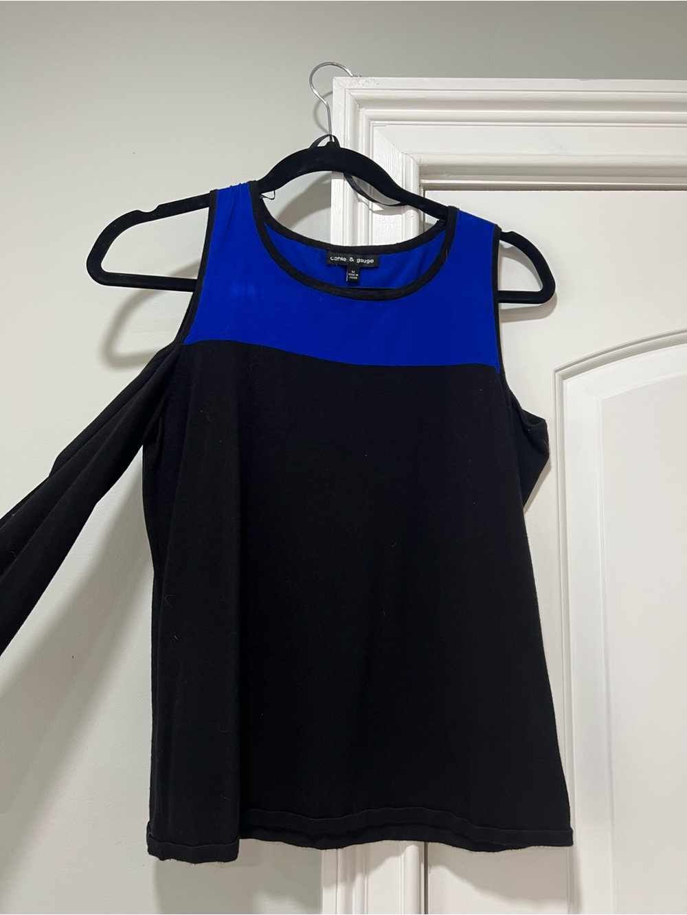 Cable & Gauge Cobalt and Black Cold-Shoulder Tank Top